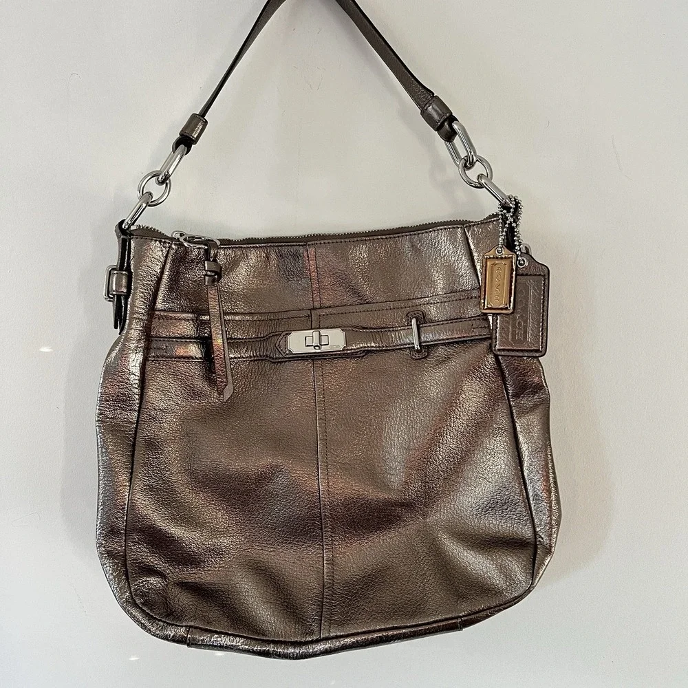 Coach F1173-18211 Metallic Bronze Leather Shoulder‎ Bag Hobo Purse New No Tags
